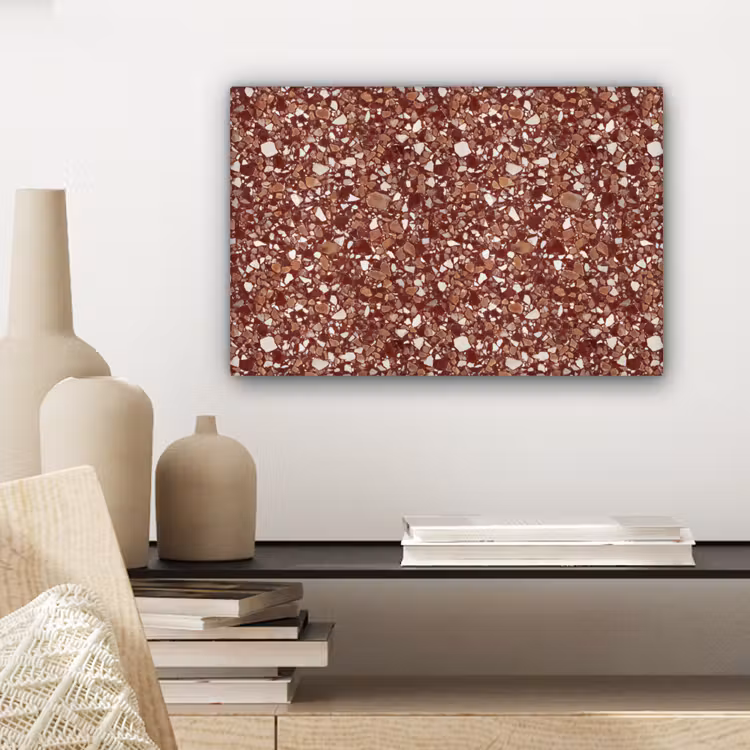 Terrazzo - Patroon - Steentextuur - Roodbruin canvas 2cm klein 34 -sfeer6