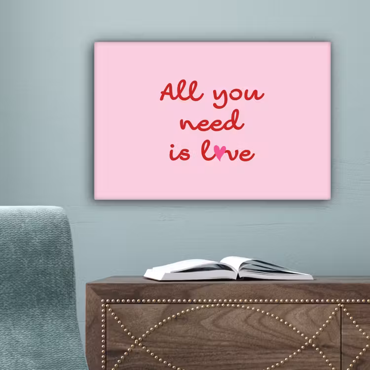 Tekst - Roze - Love - Hart canvas 2cm klein -sfeer4