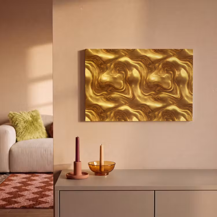 Textuur - Vloeibaar - Organisch - Goud canvas 2cm klein 34 -sfeer1