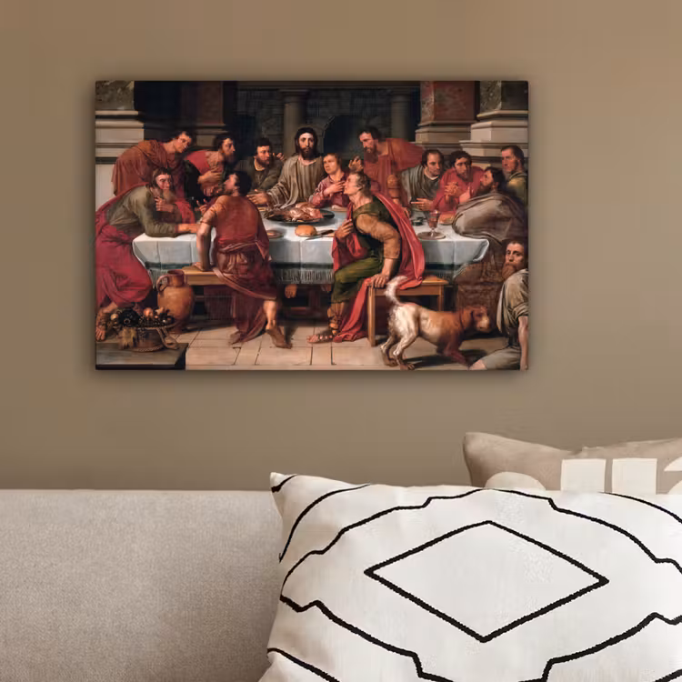 Het laatste avondmaal - Schilderij van Willem Key canvas 2cm klein -sfeer3
