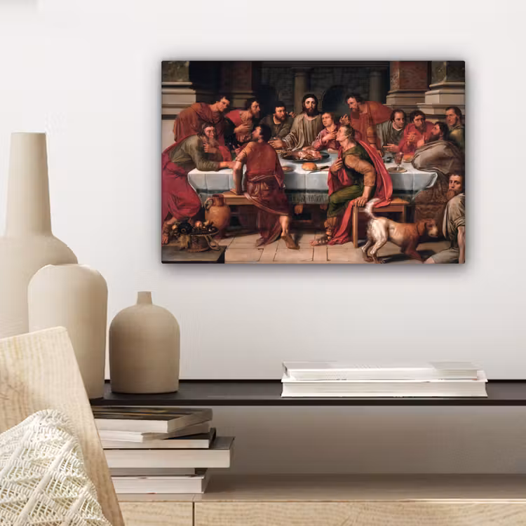 Het laatste avondmaal - Schilderij van Willem Key canvas 2cm klein -sfeer6