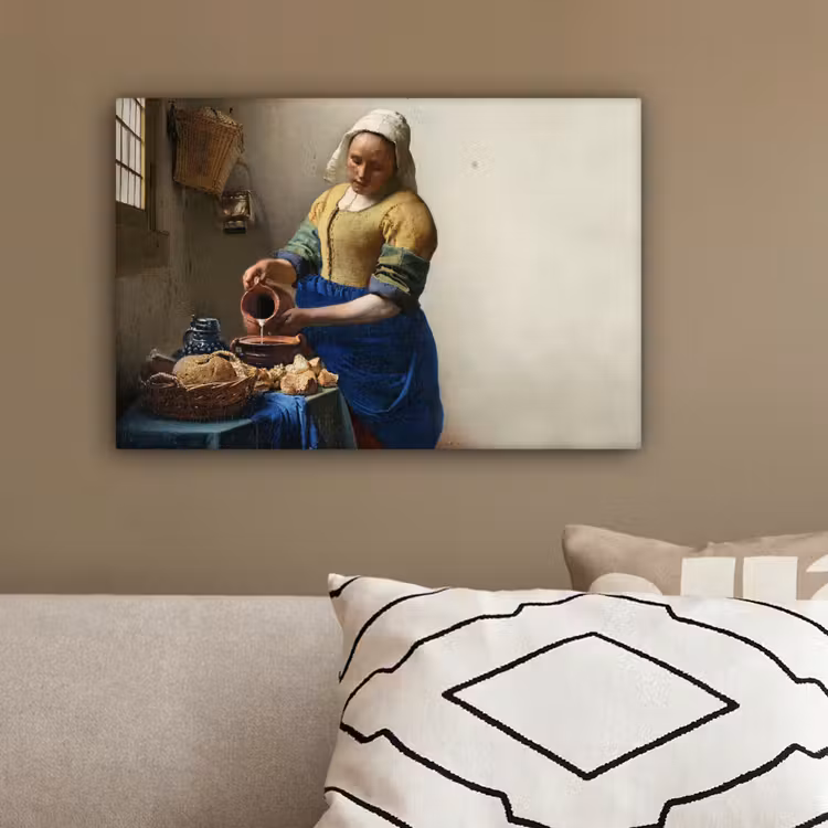 Het melkmeisje - Kunst - Oude meesters - Vermeer canvas 2cm klein -sfeer3