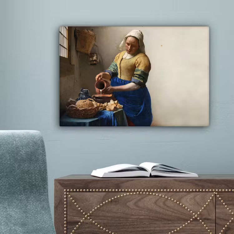 Het melkmeisje - Kunst - Oude meesters - Vermeer canvas 2cm klein -sfeer4