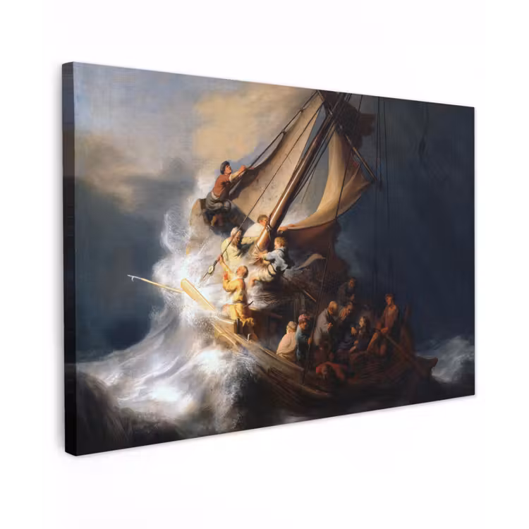 De storm op het meer van Galilea - Rembrandt van Rijn canvas 2cm klein -z3d