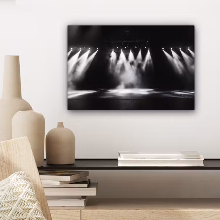 Theaterzaal - Mist - Spotlights - Zwart canvas 2cm klein -sfeer6