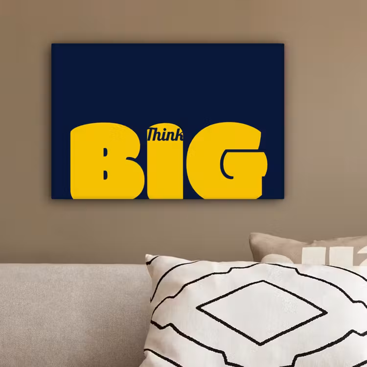 Think big - Blauw - Geel canvas 2cm klein -sfeer3