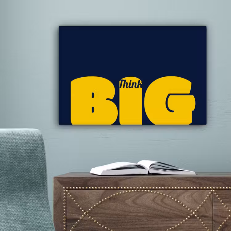 Think big - Blauw - Geel canvas 2cm klein -sfeer4