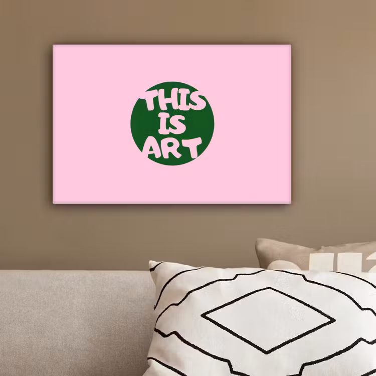 This is art - Tekst - Cirkel - Groen canvas 2cm klein -sfeer3