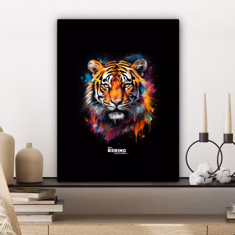 Tijger als street art kunstwerk canvas 2cm klein -sfeer6
