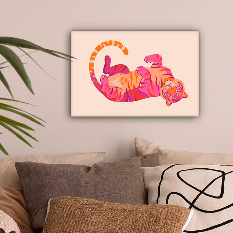 Tijger - Roze - Oranje canvas 2cm klein -sfeer1
