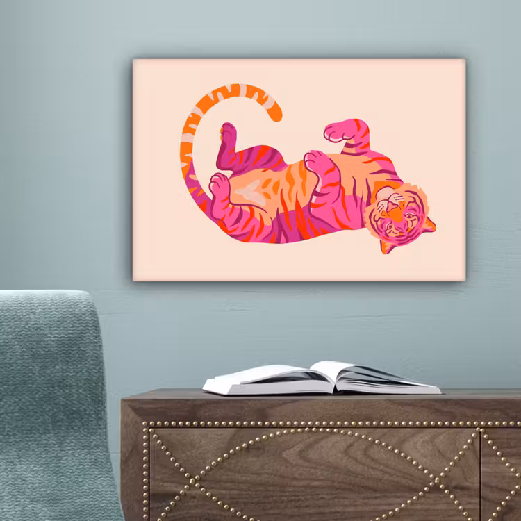 Tijger - Roze - Oranje canvas 2cm klein -sfeer4