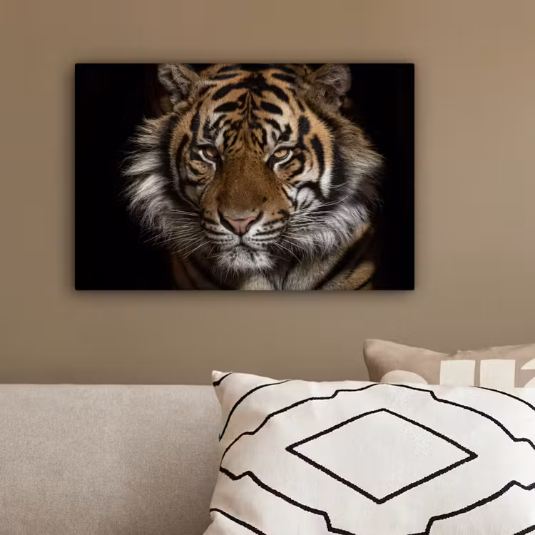 Tijger - Wilde dieren - Portret canvas 2cm klein -sfeer3
