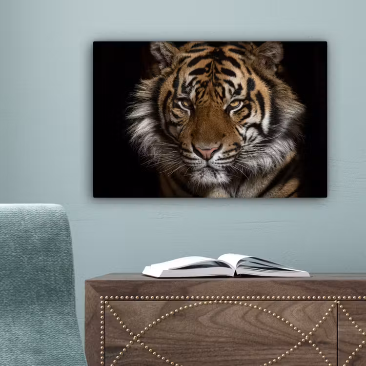 Tijger - Wilde dieren - Portret canvas 2cm klein -sfeer4