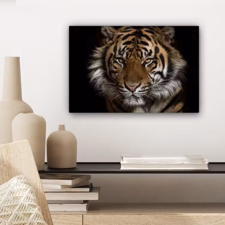 Tijger - Wilde dieren - Portret canvas 2cm klein -sfeer6