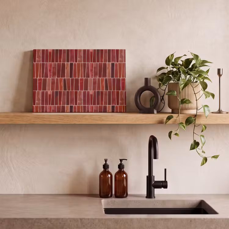 Tegels - Modern - Structuur - Dieprood canvas 2cm klein 34 -sfeer3