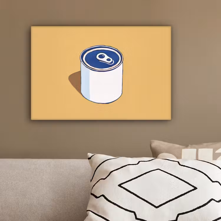 Blikje - Minimalistisch - Blauw - Illustratie canvas 2cm klein -sfeer3