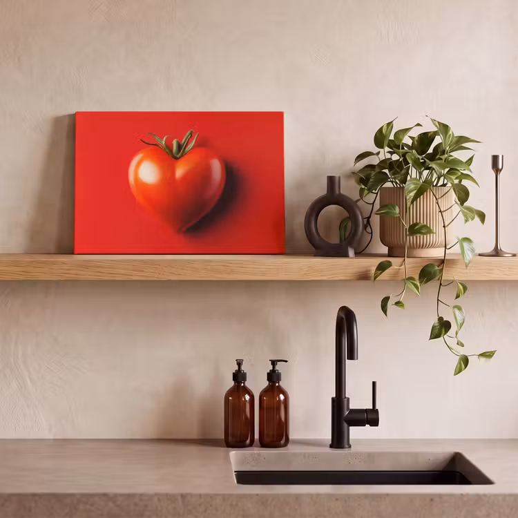 Tomaat - Rood - Hart canvas 2cm klein -sfeer3