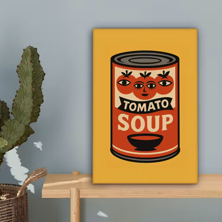 Tomatensoep - Gezichtje - Illustratie - Rood canvas 2cm klein -sfeer4