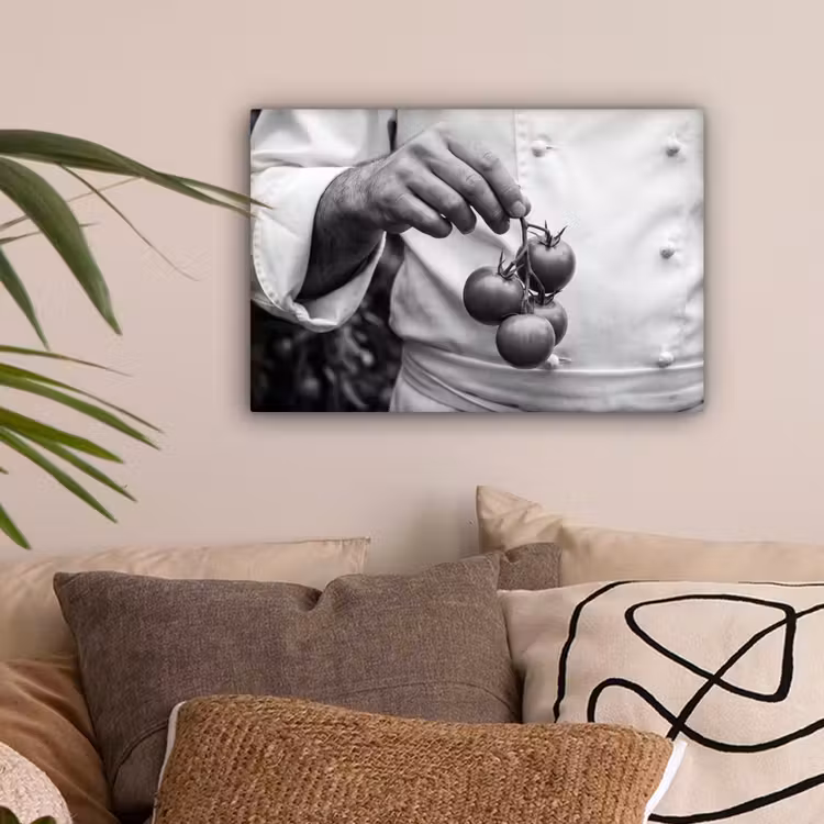 Tomaten - Chef - Zwart - Wit canvas 2cm klein -sfeer1
