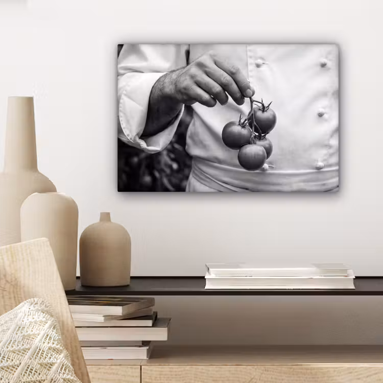 Tomaten - Chef - Zwart - Wit canvas 2cm klein -sfeer6