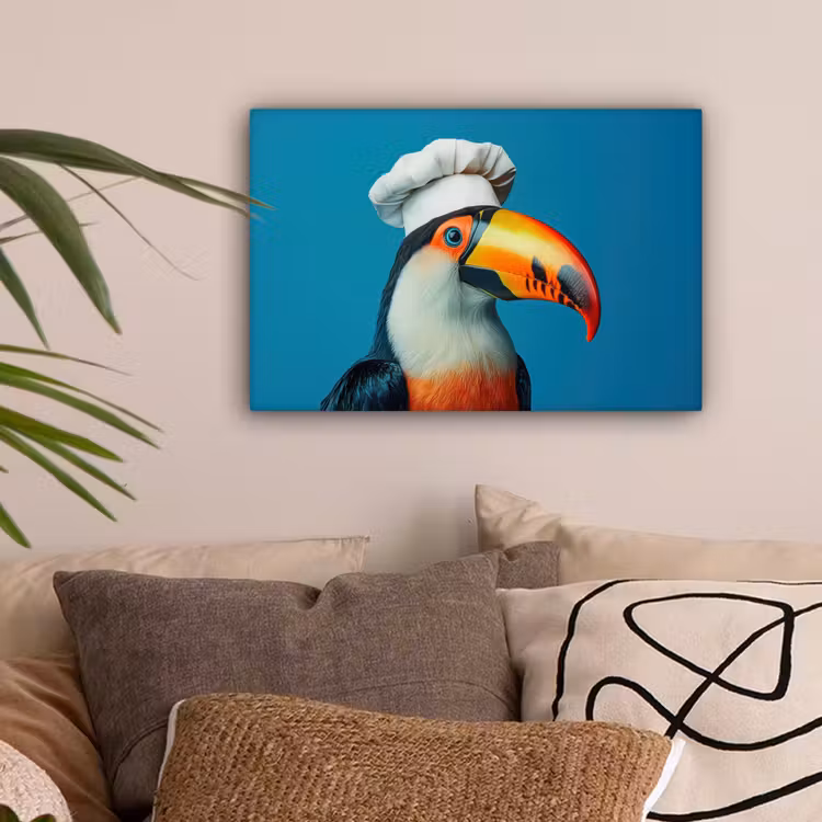 Toekan - Papegaai - Vogel - Koksmuts canvas 2cm klein -sfeer1