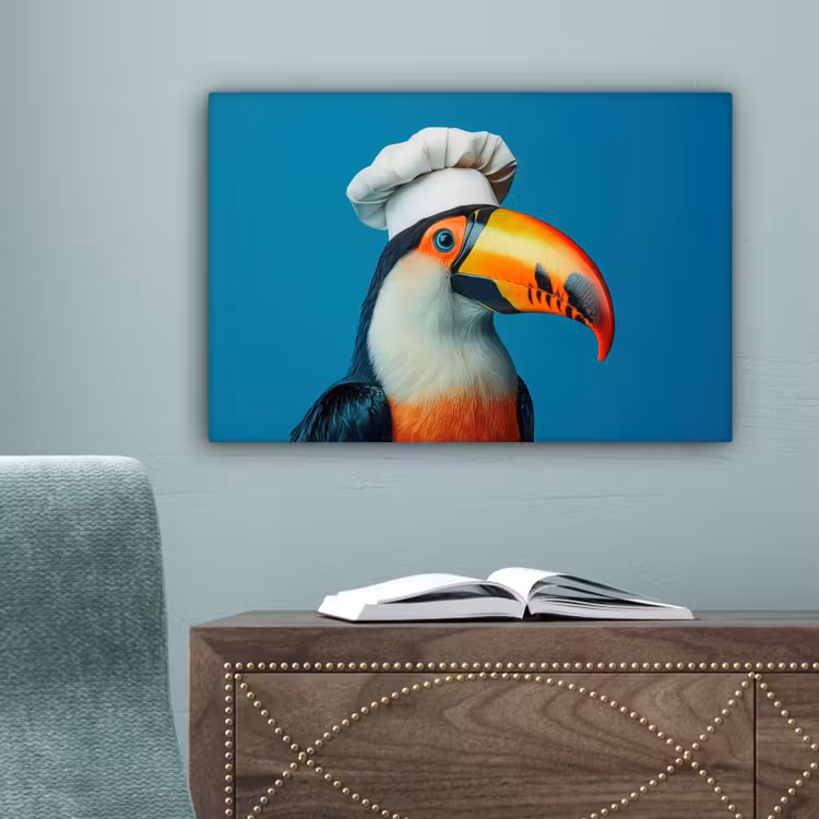 Toekan - Papegaai - Vogel - Koksmuts canvas 2cm klein -sfeer4