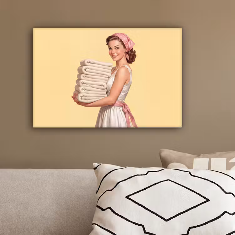 Handdoeken - Vrouw - Jurk - Roze canvas 2cm klein -sfeer3