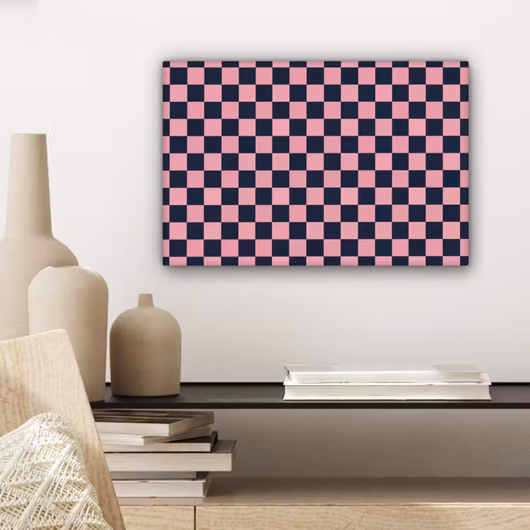 Traditioneel - Patroon - Blauw - Roze canvas 2cm klein 34 -sfeer6