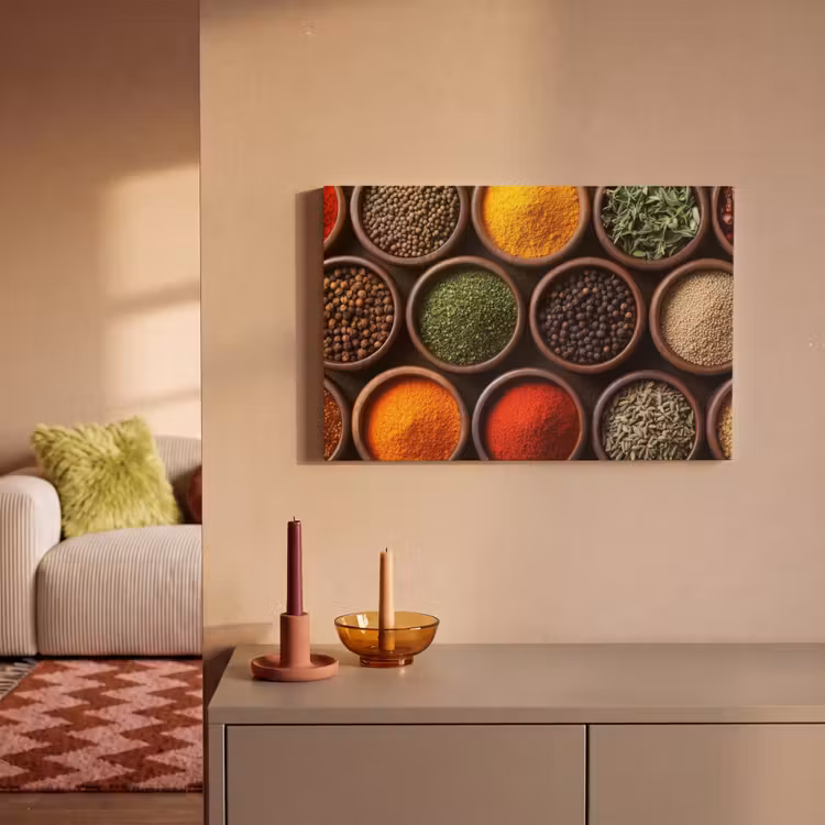 Bakjes - Hout - Kruiden - Kleurrijk canvas 2cm klein -sfeer1