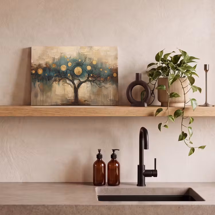 Boom - Kunst - Maan - Watercolor canvas 2cm klein -sfeer3