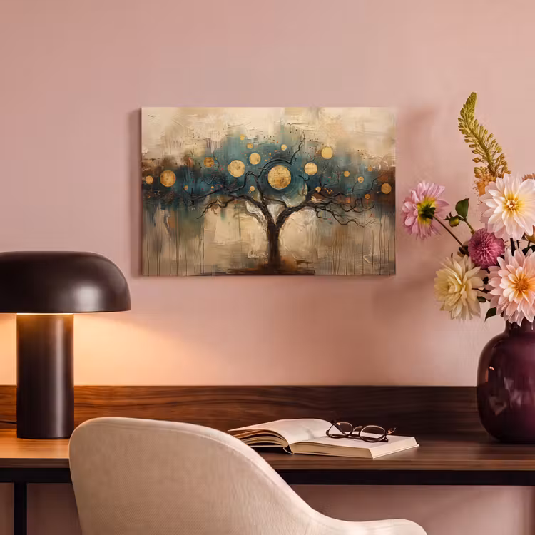 Boom - Kunst - Maan - Watercolor canvas 2cm klein -sfeer4