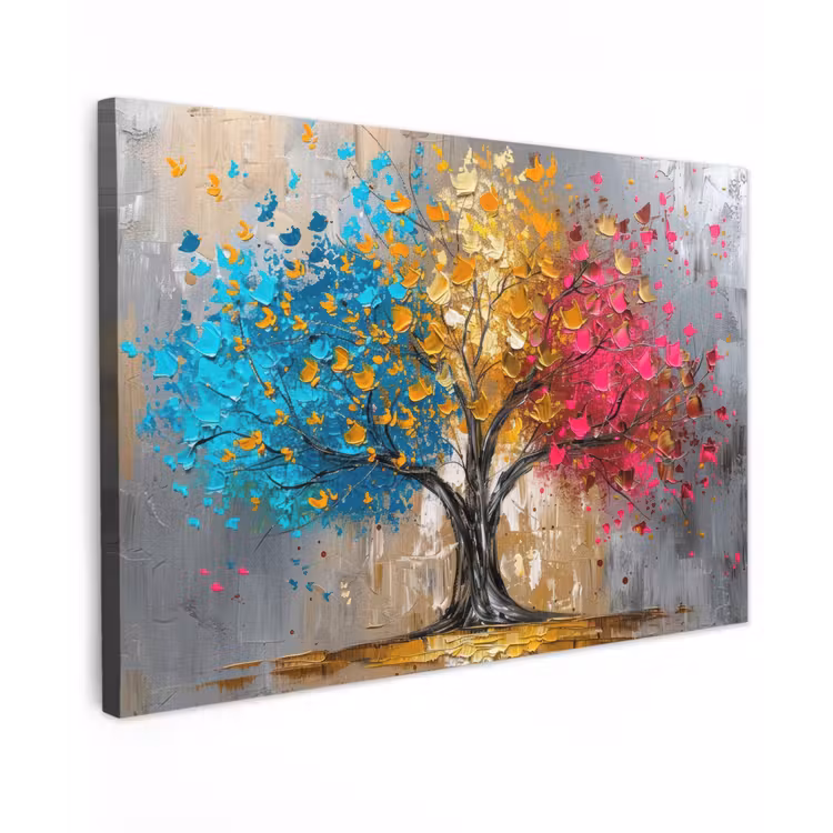 Boom - Kleurrijk - Grijs - Modern canvas 2cm klein -z3d