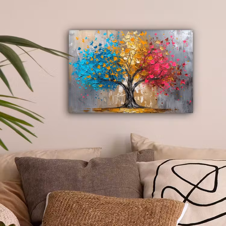 Boom - Kleurrijk - Grijs - Modern canvas 2cm klein -sfeer1