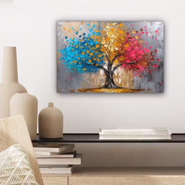 Boom - Kleurrijk - Grijs - Modern canvas 2cm klein -sfeer6