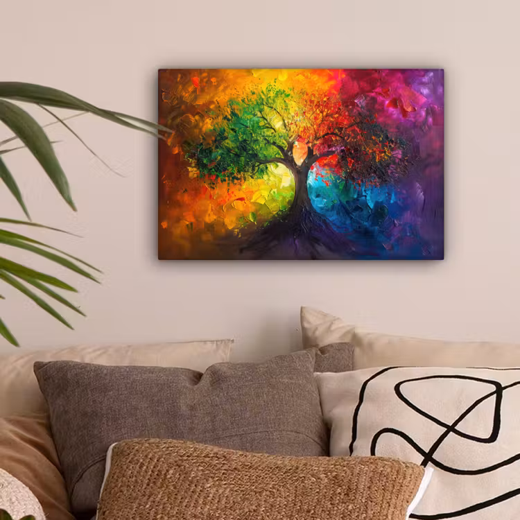 Boom - Kleurrijk - Modern - Abstract canvas 2cm klein -sfeer1
