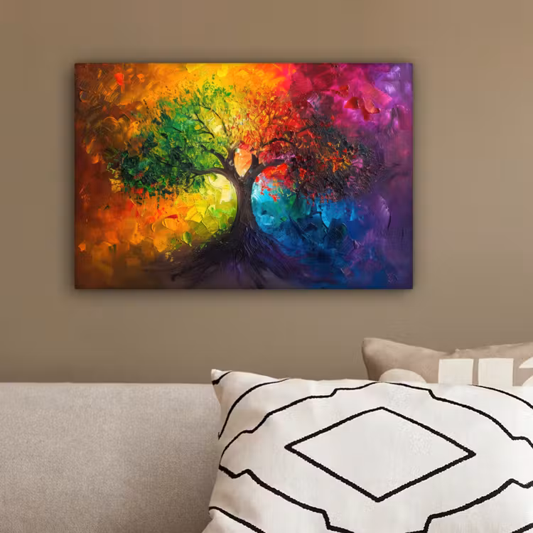 Boom - Kleurrijk - Modern - Abstract canvas 2cm klein -sfeer3