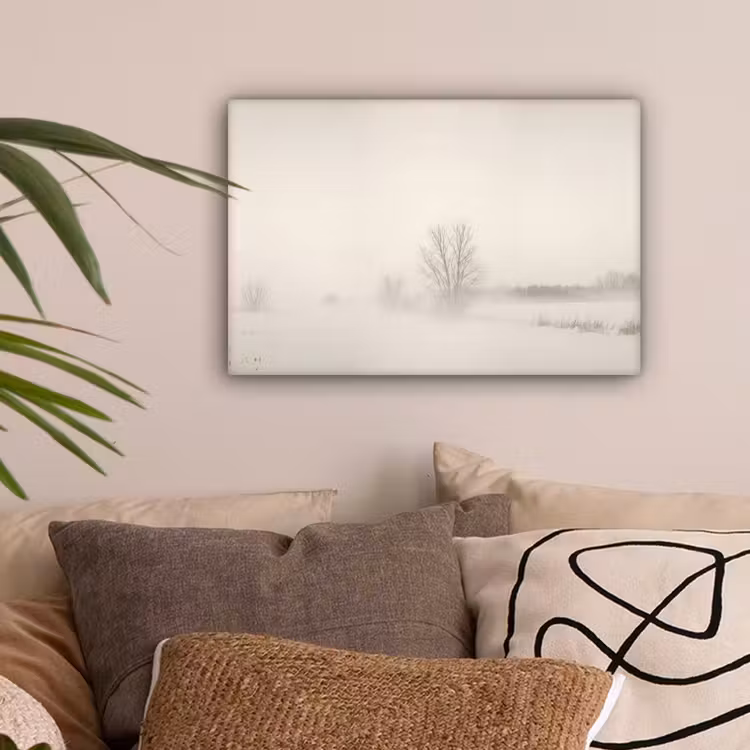 Boom - Mist - Sneeuw - Winter - Minimalistisch canvas 2cm klein -sfeer1