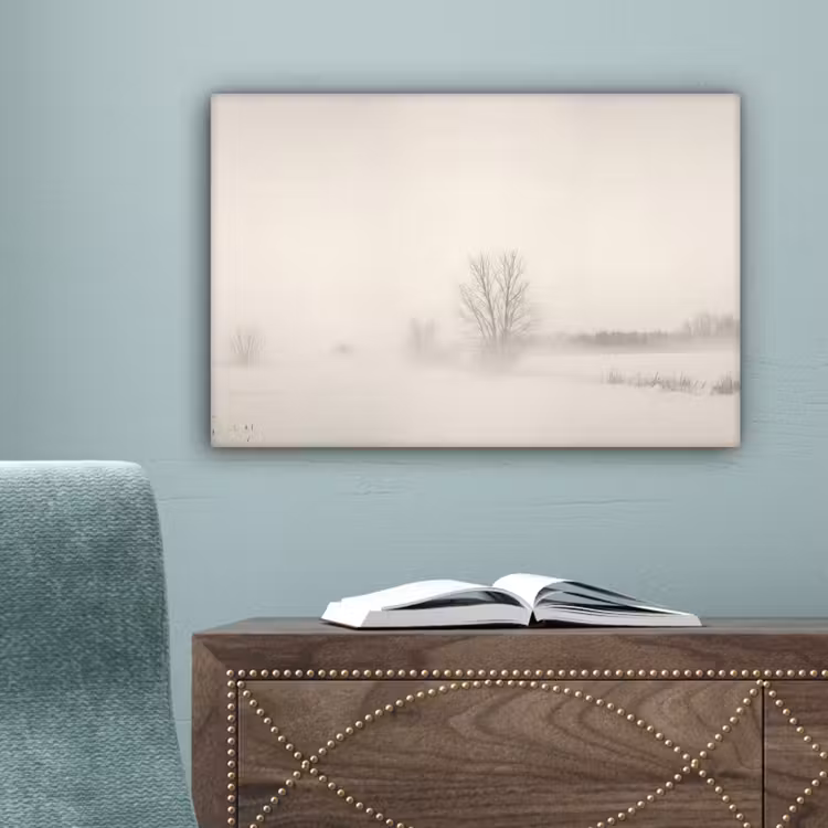 Boom - Mist - Sneeuw - Winter - Minimalistisch canvas 2cm klein -sfeer4