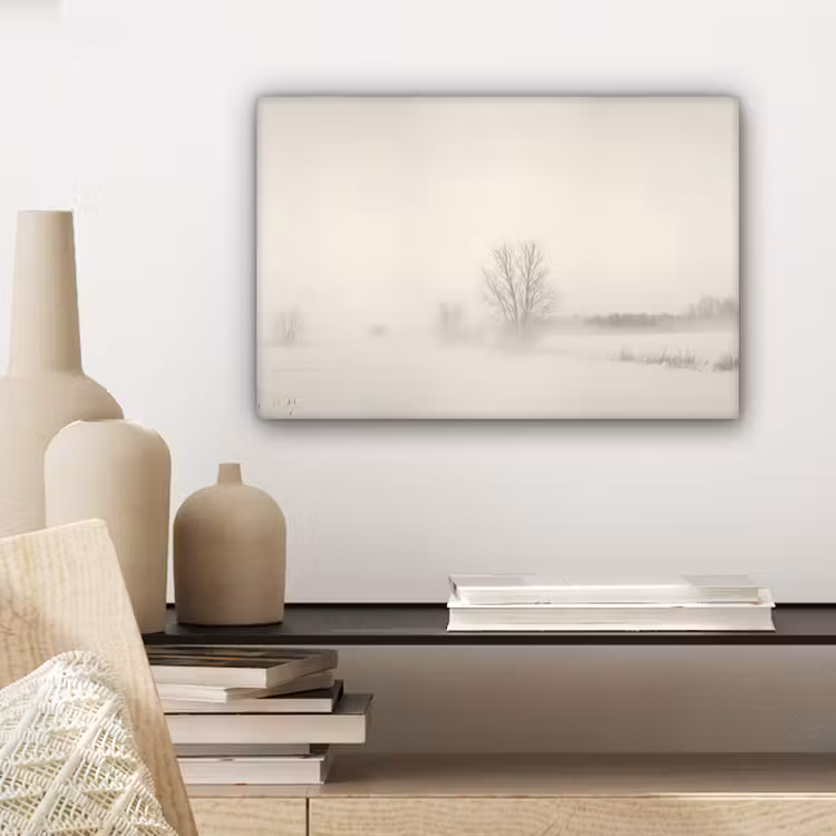 Boom - Mist - Sneeuw - Winter - Minimalistisch canvas 2cm klein -sfeer6