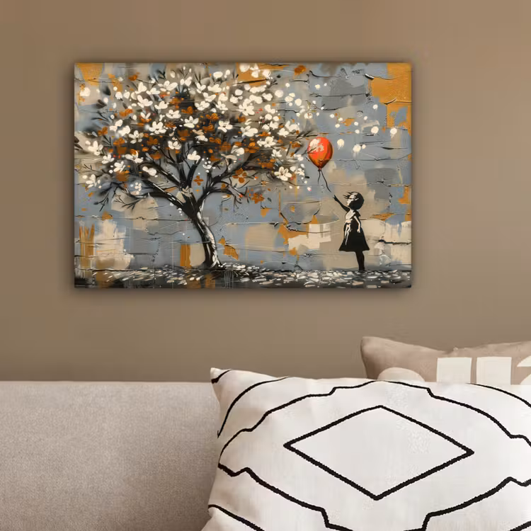 Boom - Graffiti - Banksy Style - Balloon Girl canvas 2cm klein -sfeer3
