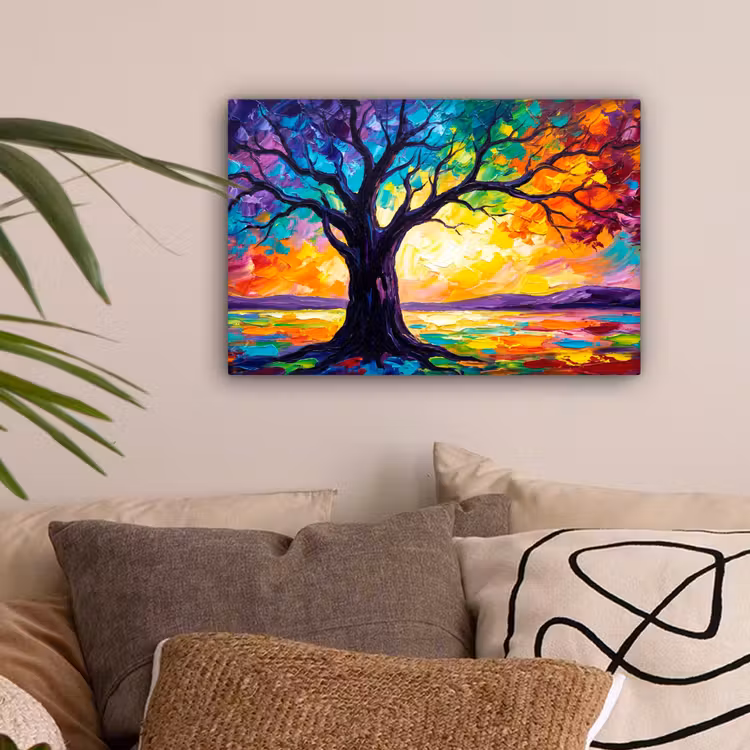 Boom - Landschap - Natuur - Abstract - Kleurrijk canvas 2cm klein -sfeer1