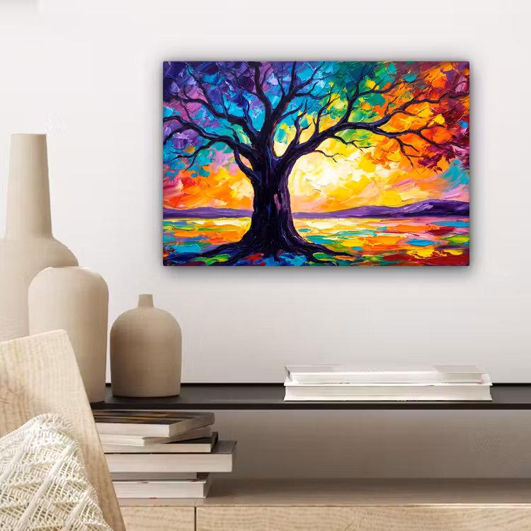 Boom - Landschap - Natuur - Abstract - Kleurrijk canvas 2cm klein -sfeer6