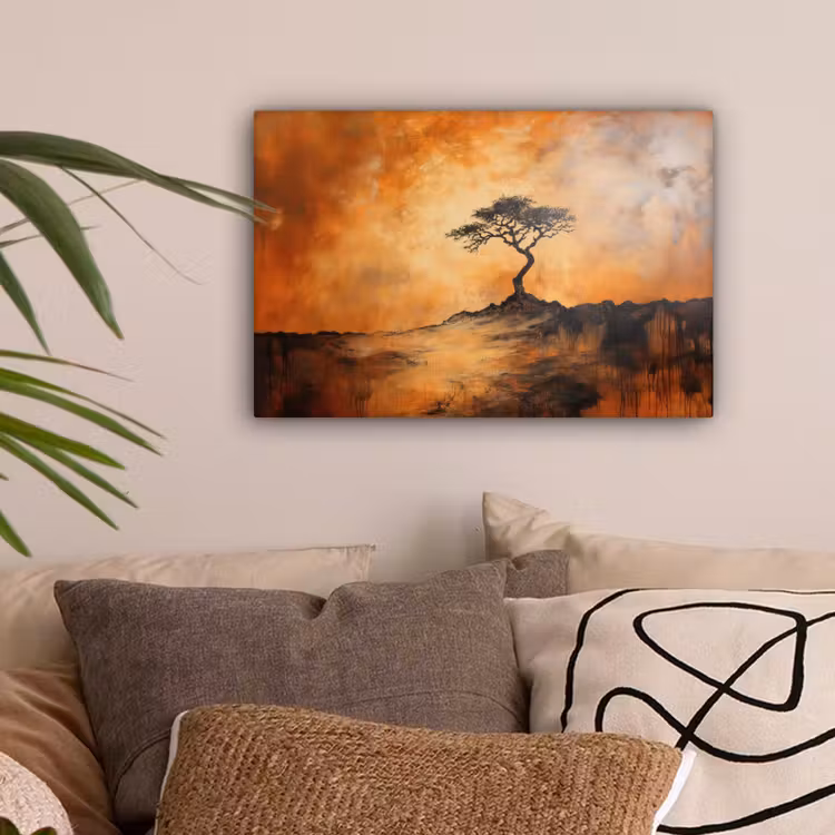 Boom - Landschap - Oranje canvas 2cm klein -sfeer1