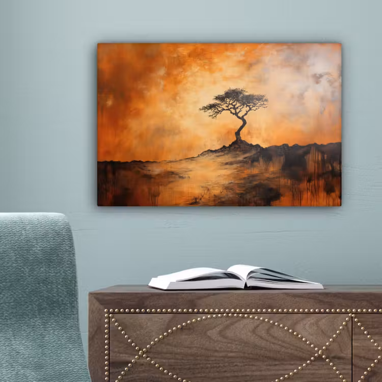 Boom - Landschap - Oranje canvas 2cm klein -sfeer4