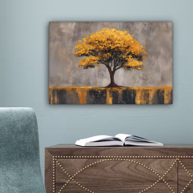Boom - Bladeren - Goud - Abstract canvas 2cm klein -sfeer4
