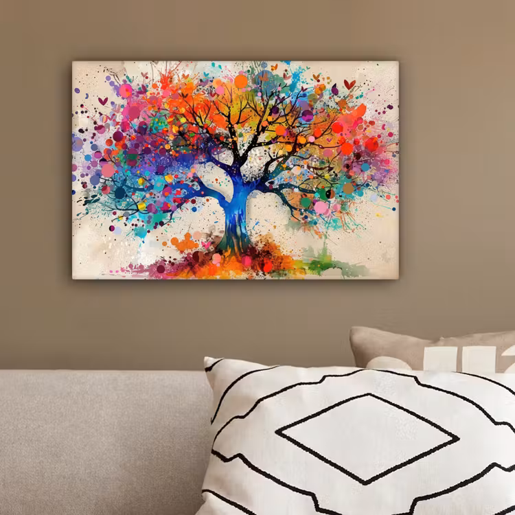 Levensboom - Natuur - Kleurrijk - Boom canvas 2cm klein -sfeer3