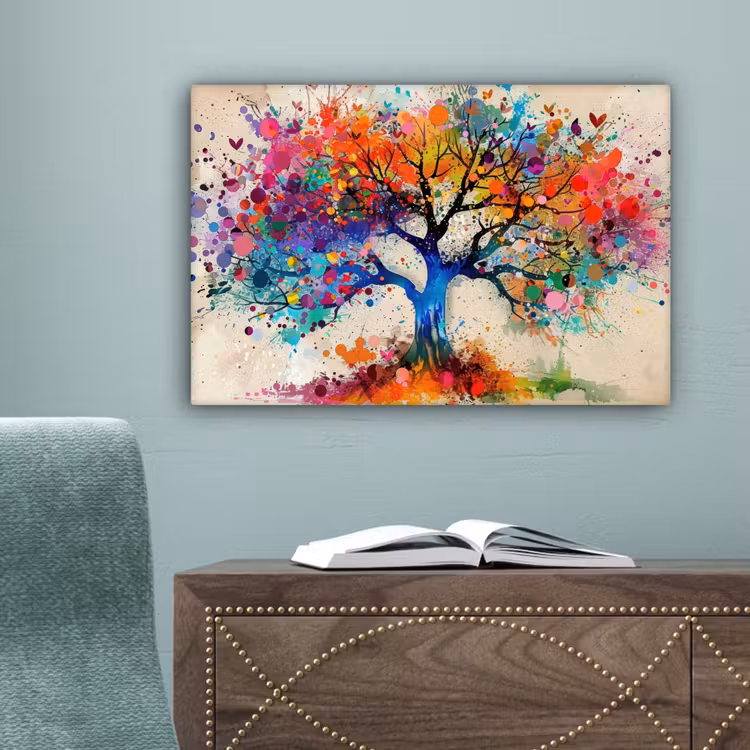 Levensboom - Natuur - Kleurrijk - Boom canvas 2cm klein -sfeer4