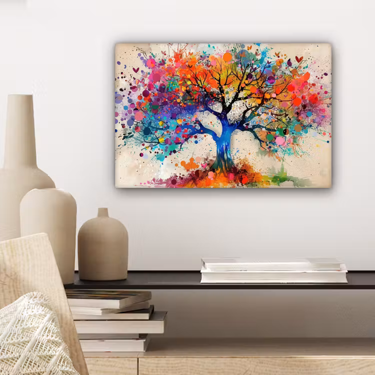 Levensboom - Natuur - Kleurrijk - Boom canvas 2cm klein -sfeer6