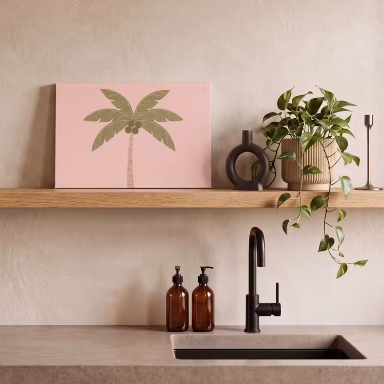 Boom - Palm - Natuur - Illustratie - Roze canvas 2cm klein -sfeer3