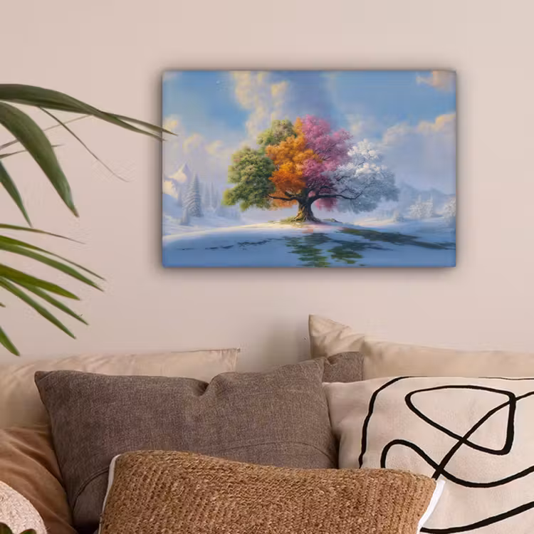 Boom - Seizoenen - Winter - Landschap canvas 2cm klein -sfeer1